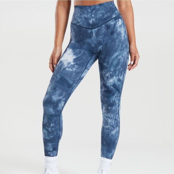 Gymshark elevate medium Blue Tie-Dye Leggings high waist gym workout running - Picture 1 of 7